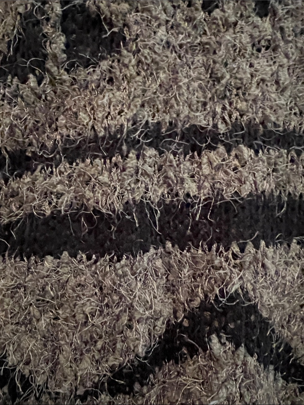 Moral Fiber Olive Gray Fuzzy Knit Crewneck Sweater with Black Pattern - Picture 4 of 9